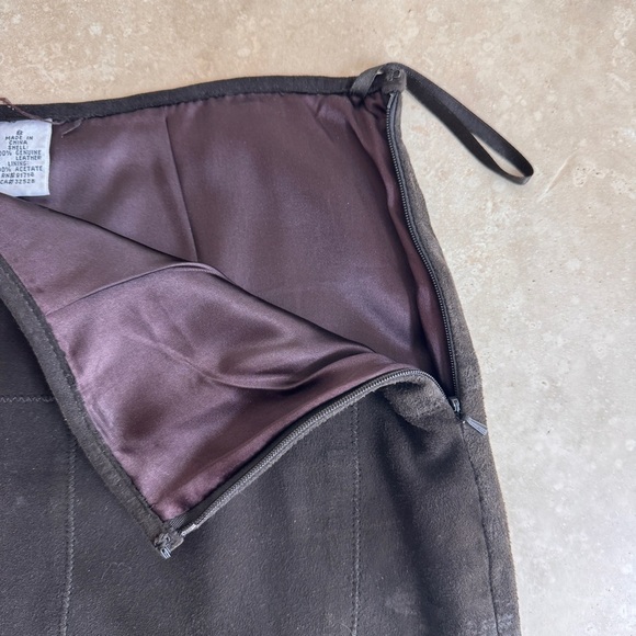 Armani Exchange Brown Square Solid Patchwork Suede A Line Womens Size 8 Skirt - Picture 7 of 13